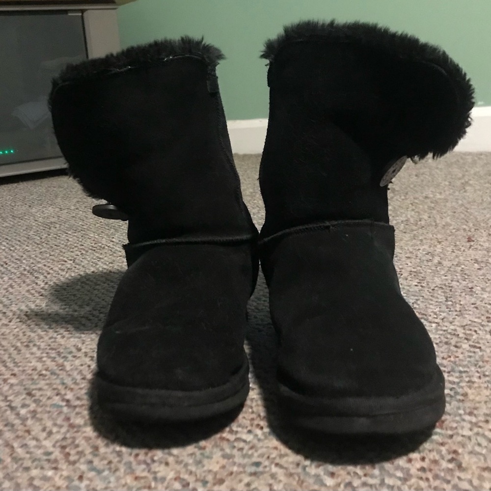 Ugg Shearling Black Boot With Side Button - image 3